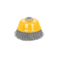 Carda copa 4" alambre ondulado fino, eje 5/8"-11, Pretul (Cód: 28263)