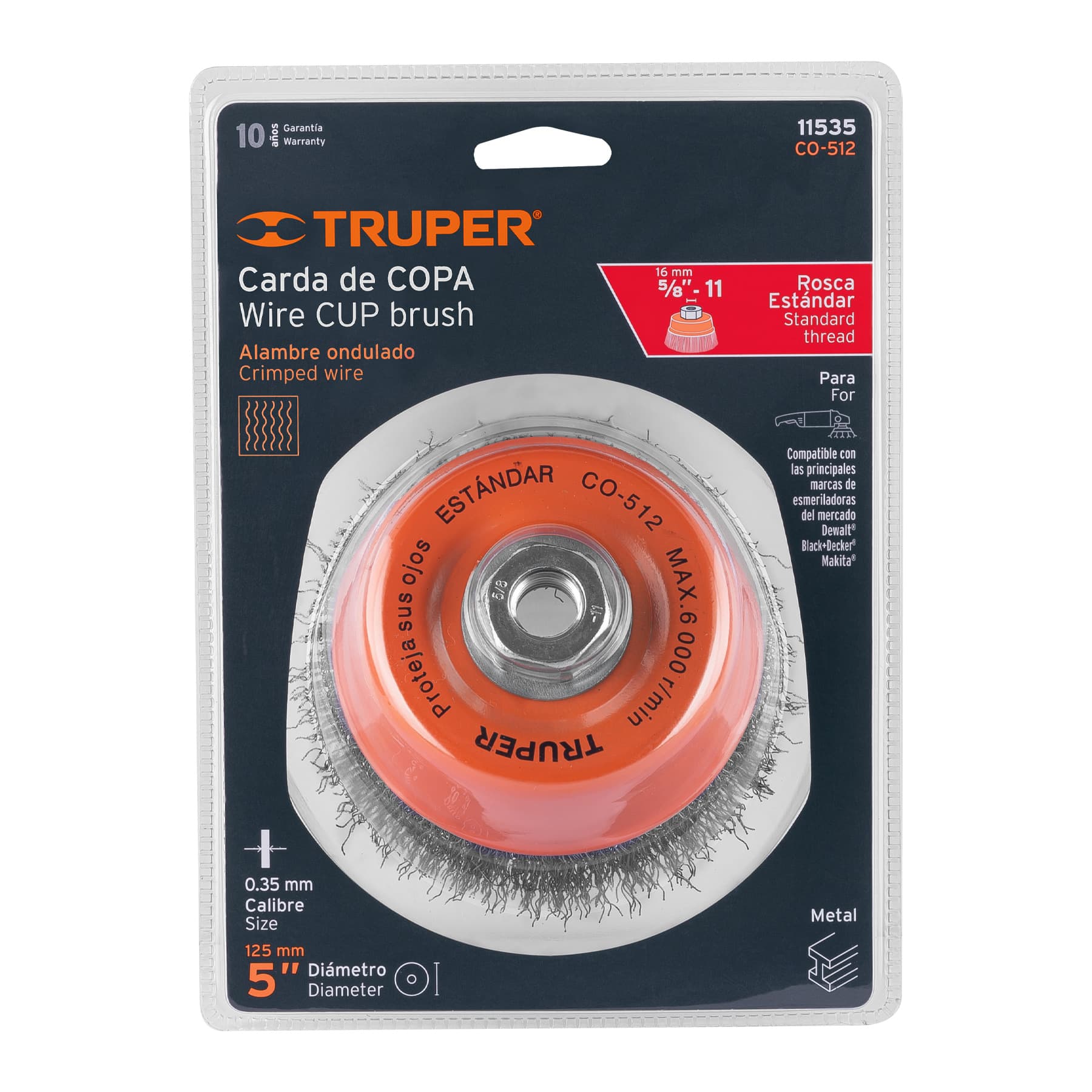 Carda de copa ondulada de 5" para esmeril (Cód. 11535) - Imagen 2