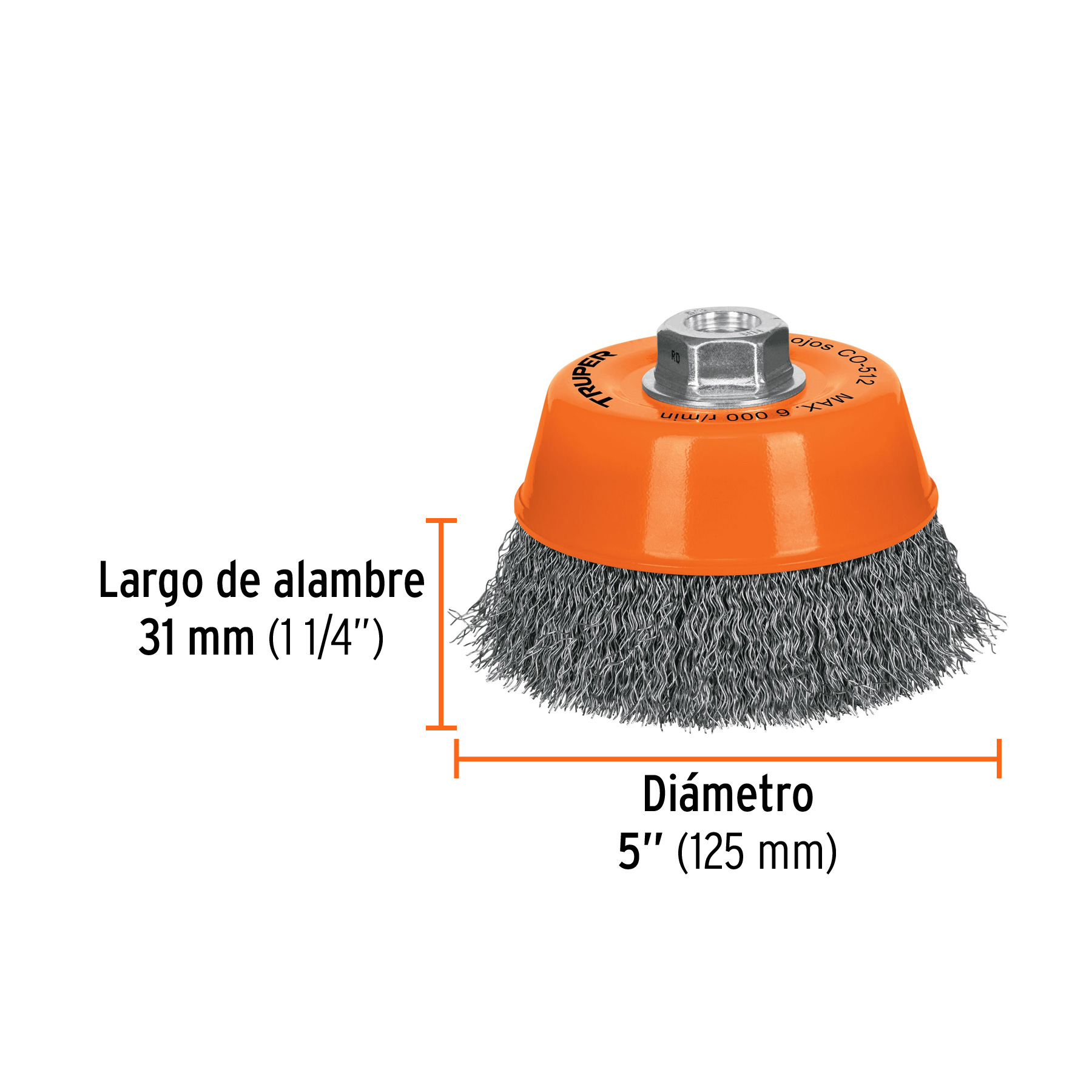 Carda de copa ondulada de 5" para esmeril (Cód. 11535) - Imagen 3