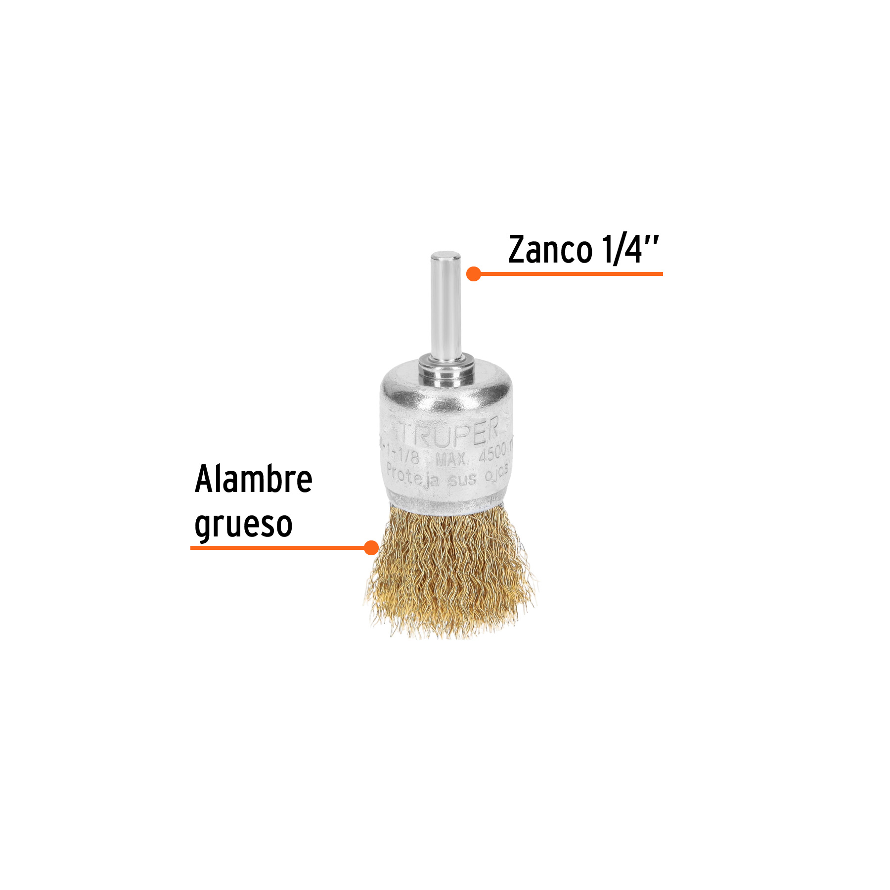 Carda de copa 1 1/8" alambre grueso para taladro, Truper (Cód: 11596) - Imagen 2