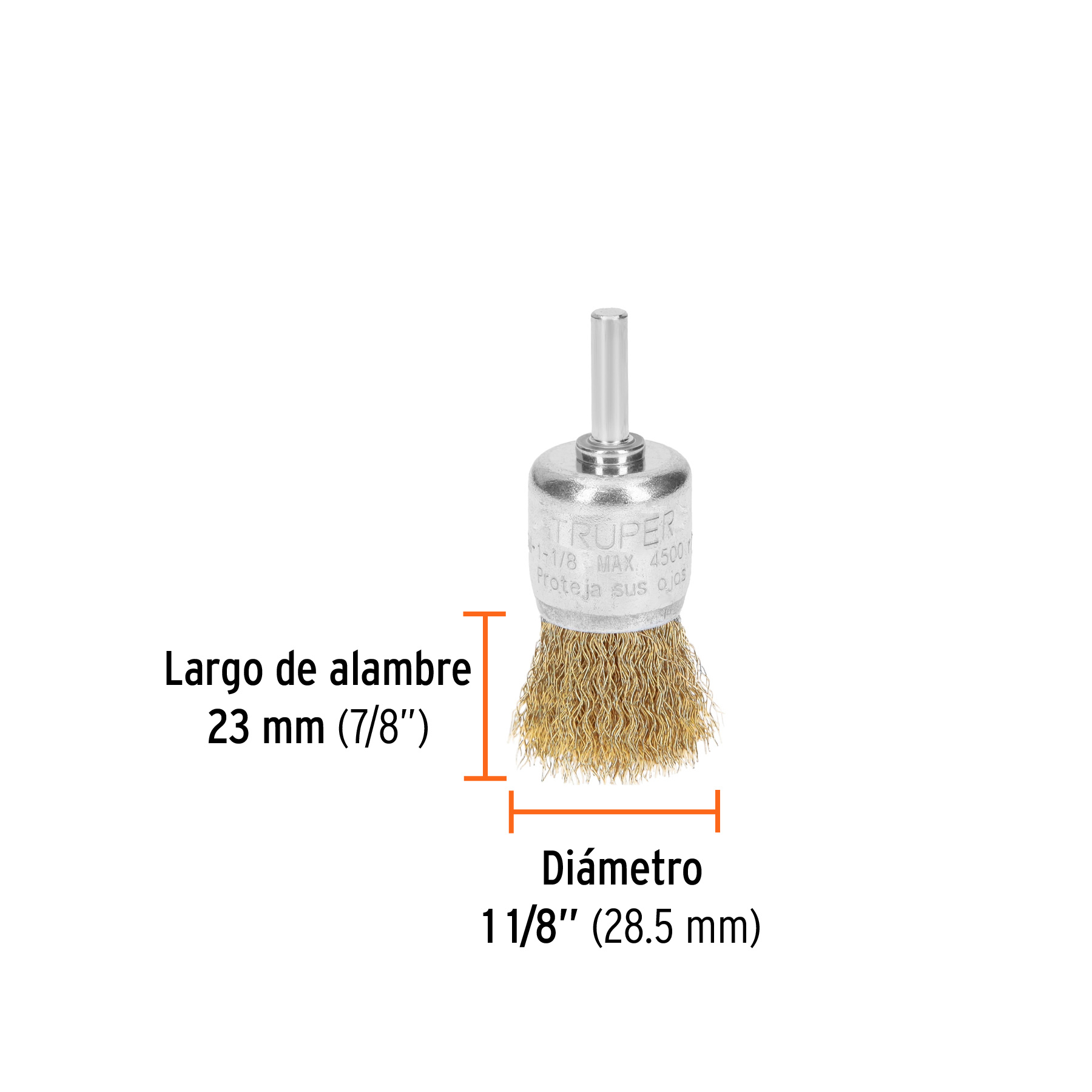 Carda de copa 1 1/8" alambre grueso para taladro, Truper (Cód: 11596) - Imagen 3