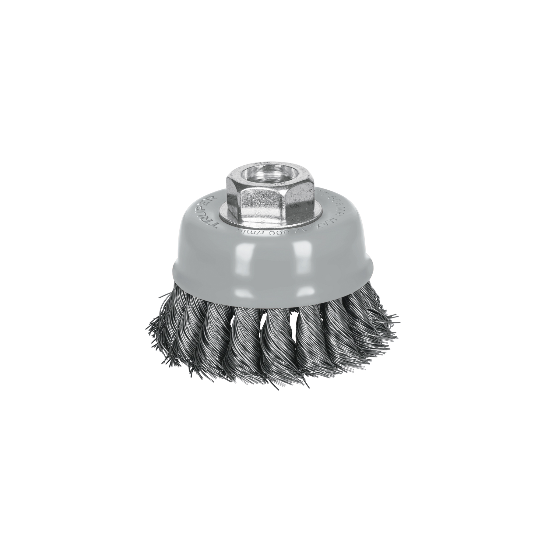 Carda copa 3" alambre trenzado fino, Multi-rosca, Truper (Cód: 100851)