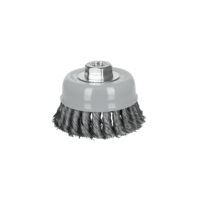 Carda copa 4" alambre trenzado fino, Multi-rosca, Truper (Cód: 100852)