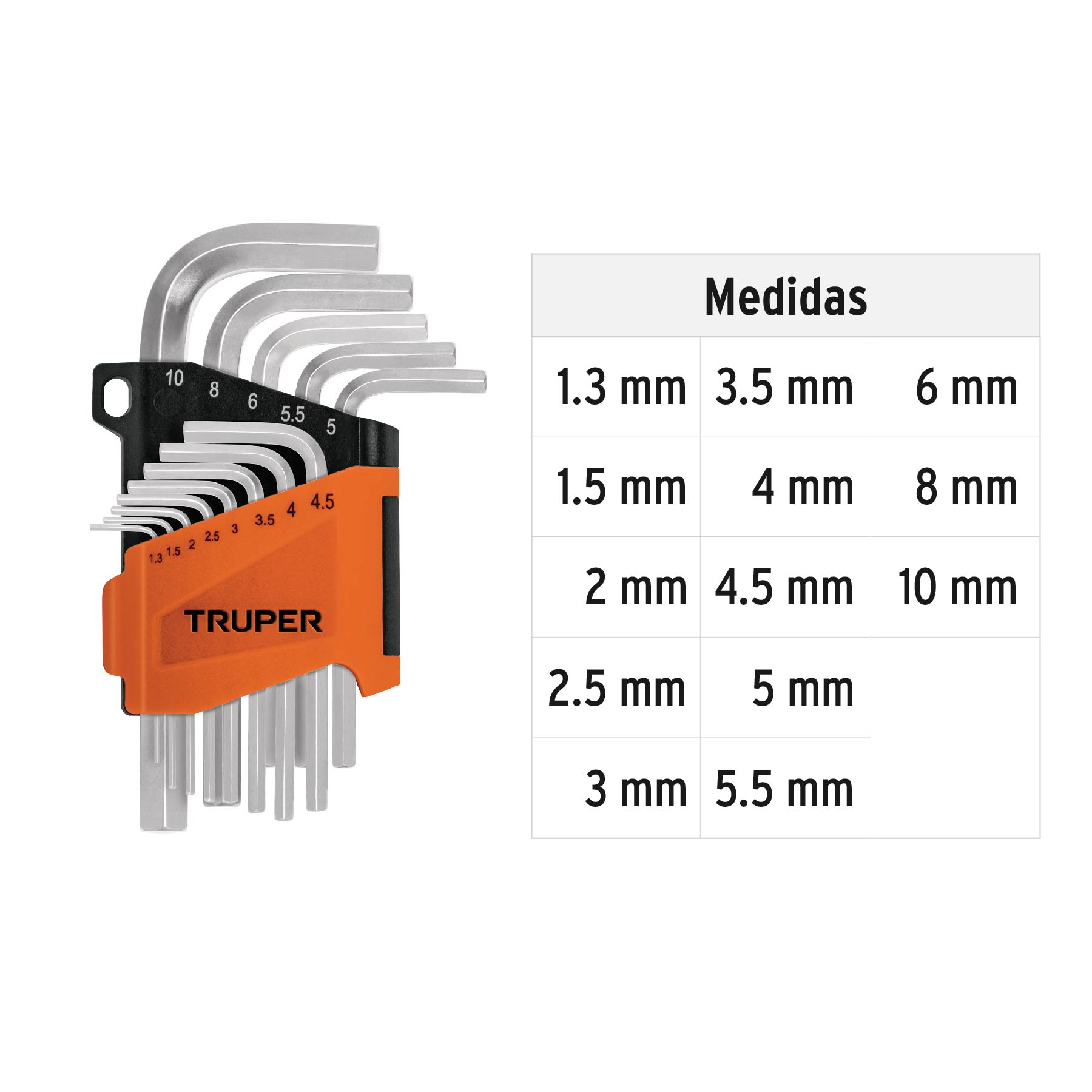 Juego 13 llaves allen mm punta hexagonal con organizador (Cód. 15542) - Imagen 2