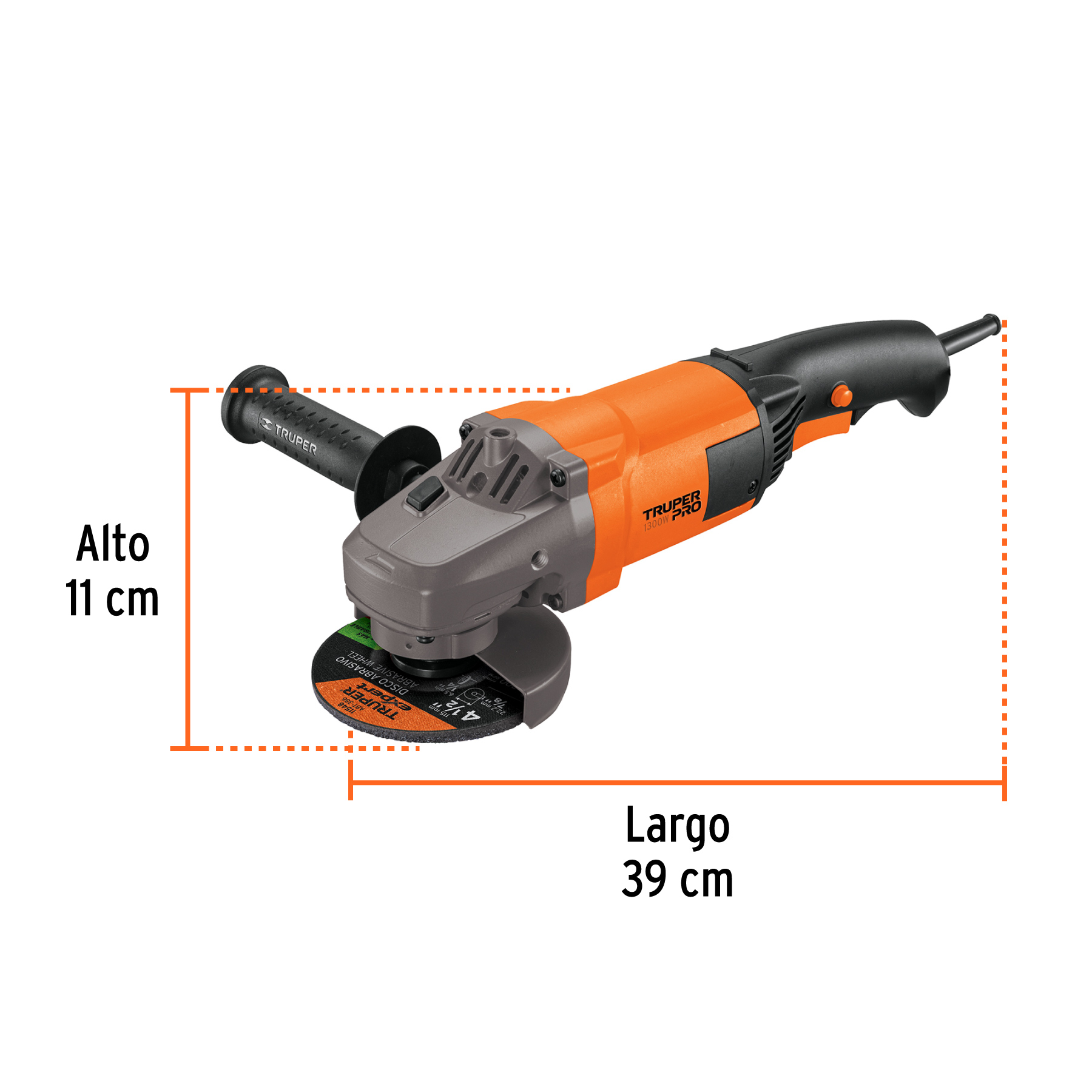 Esmeriladora angular 4-1/2", 1300W, TRUPER PRO (Cód. 16684) - Imagen 3