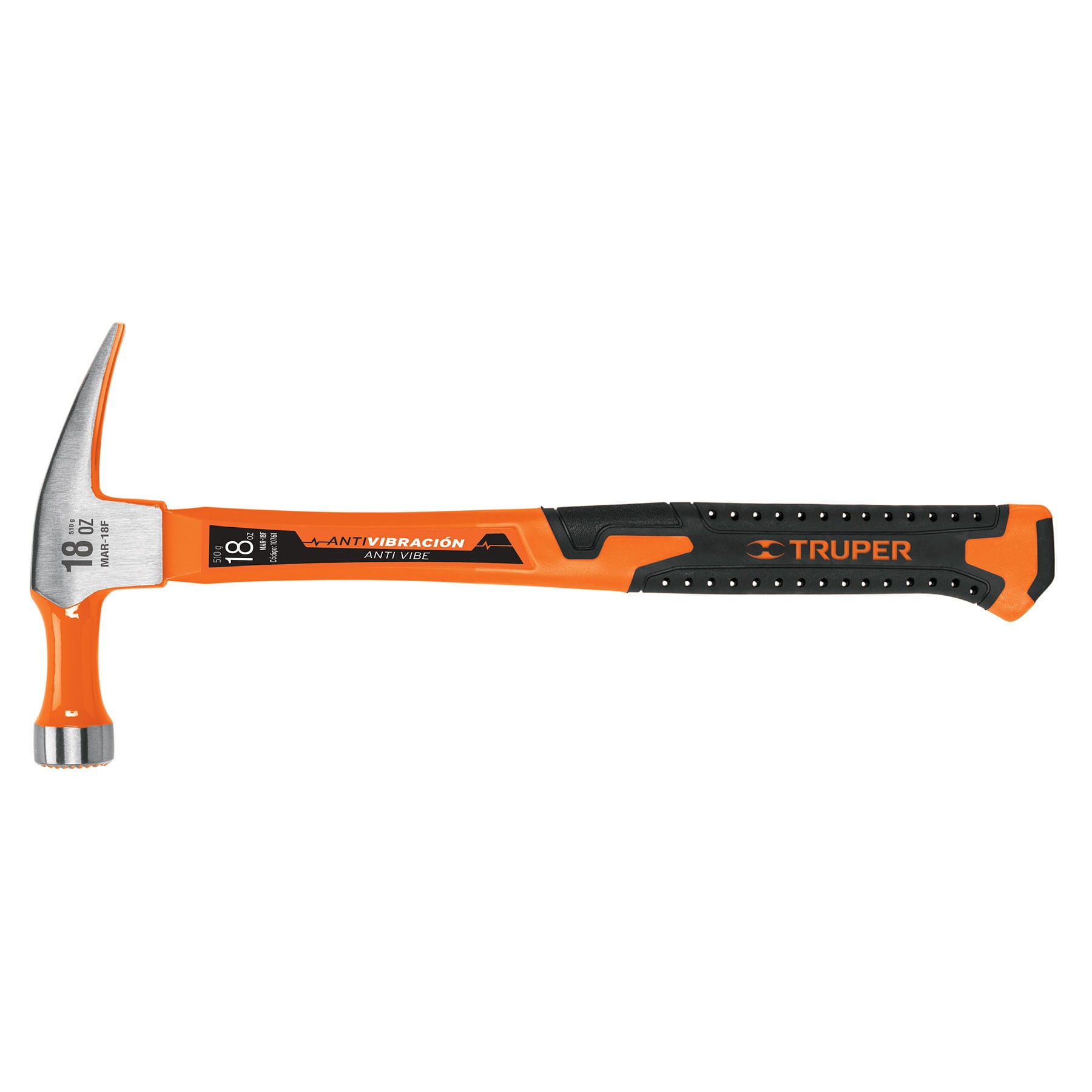 Martillo 18 oz uña recta, mango fibra de vidrio, Truper (Cód. 10761)