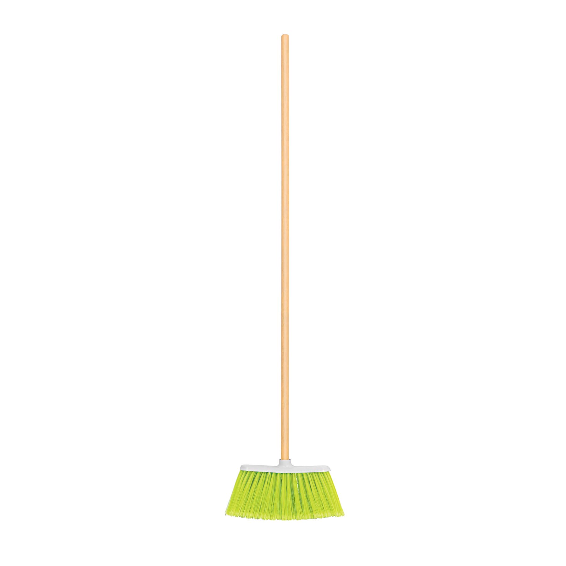 Escoba mediana tipo cepillo, cerdas de PVC, bastón de madera, KLINTEK (Cód: 57054)