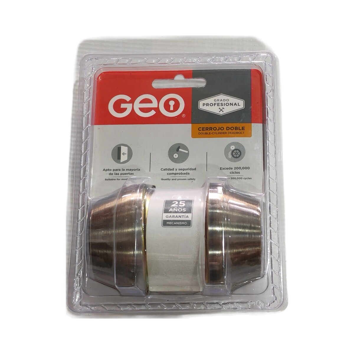 Cerrojo GEO doble llave latón antiguo (Cód: 91200-008)